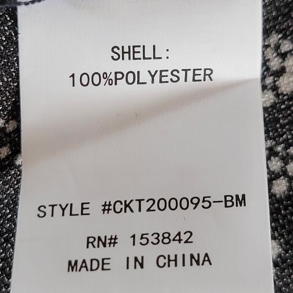 🌟 NWT MELLODAY Black/White Floral Blouse MockNeck Big Shoulders PuffSleeve Sz L - Picture 9 of 11